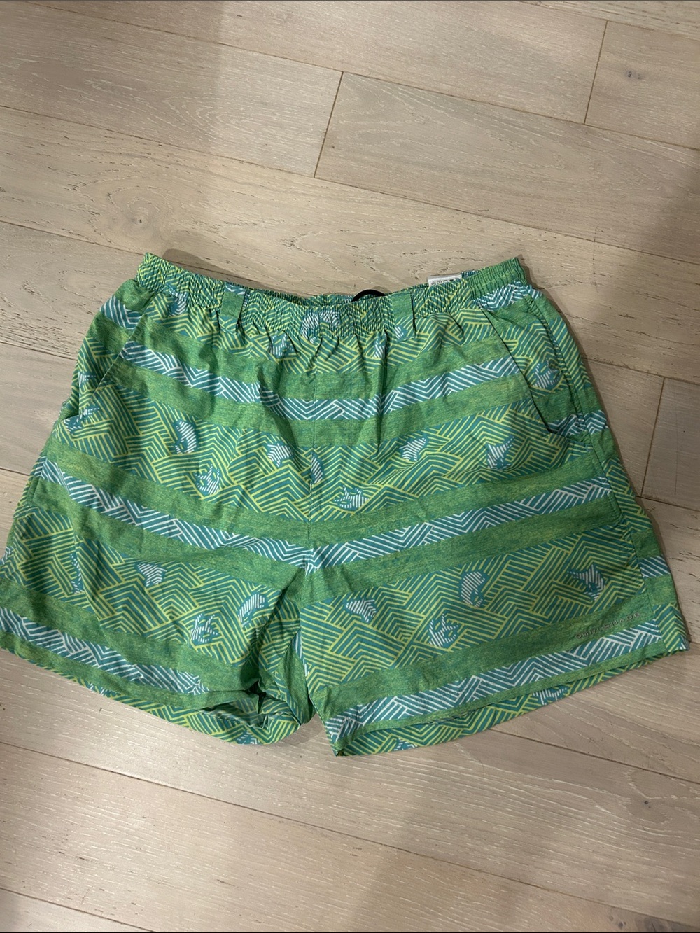 Men's Green Geometric Swim Trunks
